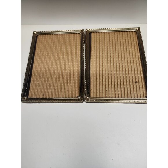 Ornate Brass Free Standing Double Picture Frame Vintage - Picture 8 of 10